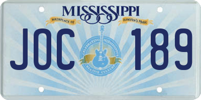 MS license plate JOC189