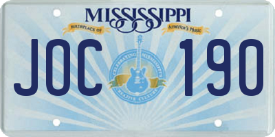 MS license plate JOC190