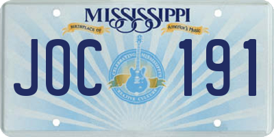 MS license plate JOC191