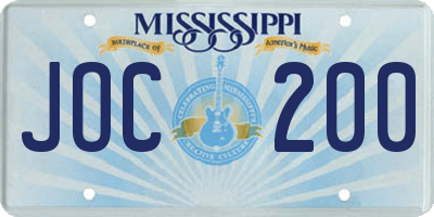 MS license plate JOC200