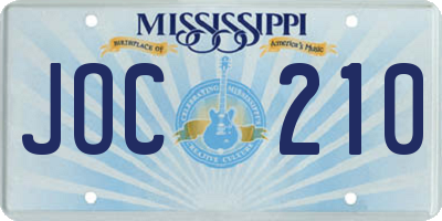 MS license plate JOC210