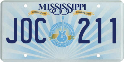 MS license plate JOC211