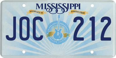 MS license plate JOC212