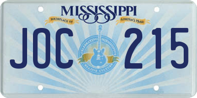 MS license plate JOC215