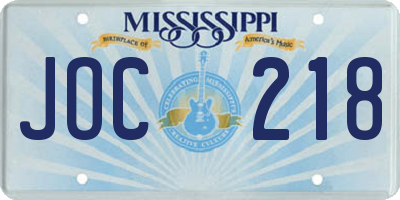 MS license plate JOC218