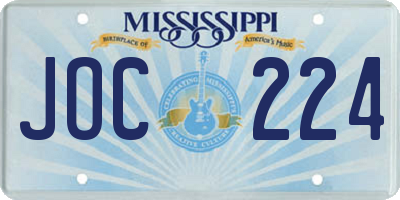 MS license plate JOC224
