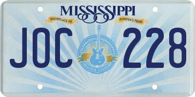 MS license plate JOC228