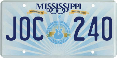MS license plate JOC240