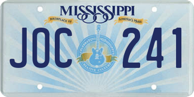 MS license plate JOC241