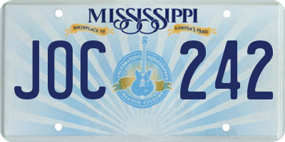 MS license plate JOC242