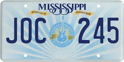 MS license plate JOC245