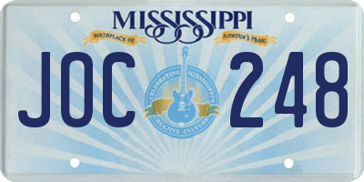 MS license plate JOC248