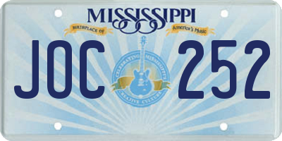 MS license plate JOC252