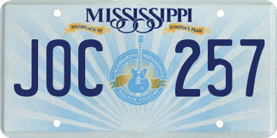 MS license plate JOC257