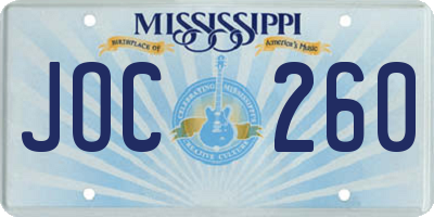 MS license plate JOC260