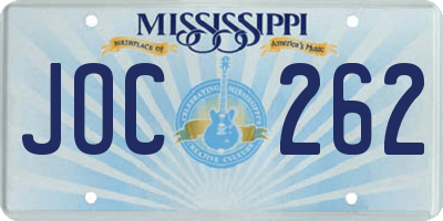 MS license plate JOC262