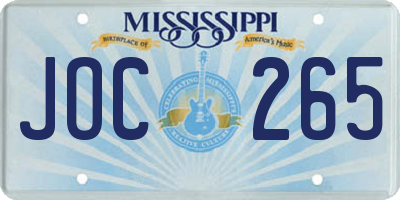 MS license plate JOC265