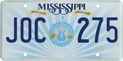 MS license plate JOC275