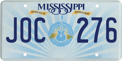 MS license plate JOC276