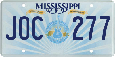MS license plate JOC277