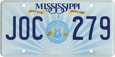 MS license plate JOC279