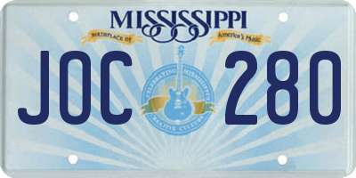MS license plate JOC280