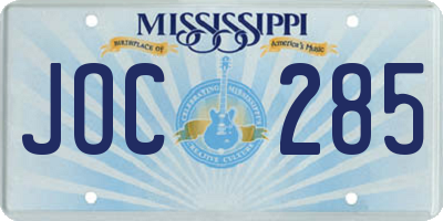 MS license plate JOC285