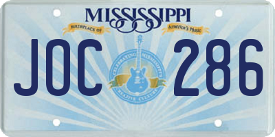 MS license plate JOC286