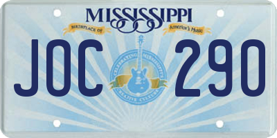 MS license plate JOC290