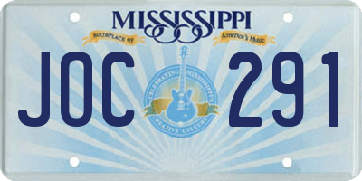 MS license plate JOC291