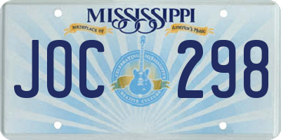 MS license plate JOC298