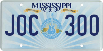 MS license plate JOC300