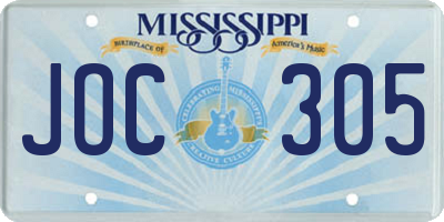 MS license plate JOC305