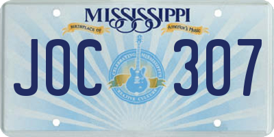 MS license plate JOC307