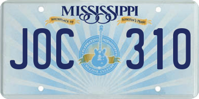 MS license plate JOC310
