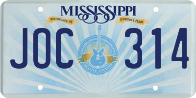 MS license plate JOC314