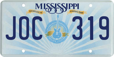 MS license plate JOC319