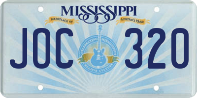 MS license plate JOC320