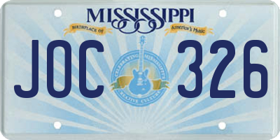 MS license plate JOC326