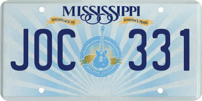 MS license plate JOC331