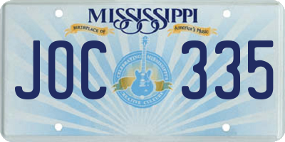MS license plate JOC335
