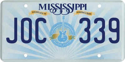MS license plate JOC339