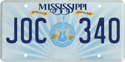 MS license plate JOC340