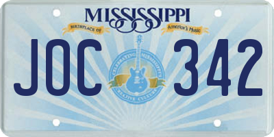 MS license plate JOC342