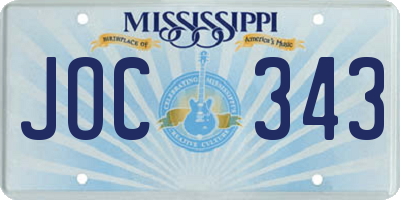 MS license plate JOC343