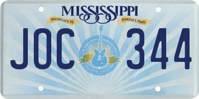 MS license plate JOC344
