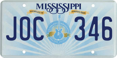 MS license plate JOC346