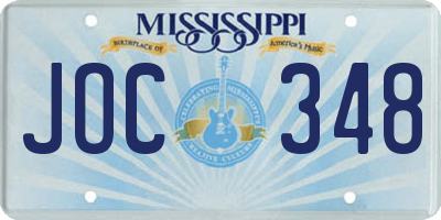 MS license plate JOC348