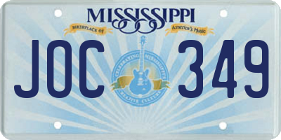 MS license plate JOC349