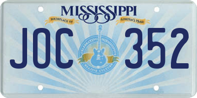 MS license plate JOC352